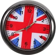 Clock Dashboard Luminous Tiny Vent Analog Clocks Small Pocket Clock UK Flag Shaped Decorations Motorcycle Clock Watch for Bike Boat Motorcycle Home Vehicle Black (Without