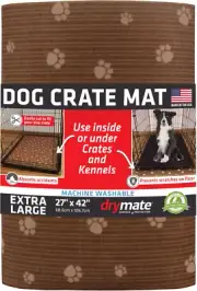 Waterproof Dog Crate Mat, Non-Slip, Washable, 27"x42", USA Made, Brown