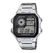 Casio Unisex World Time Digital Watch Silver AE1200WHD-1A