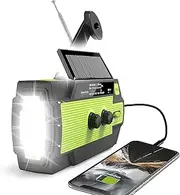 YASMITA Emergency Crank Radio with 4000mAh Phone Charger, AM FM NOAA Weather Radio with 1W 3 Mode Torch & Motion Sensor Reading Lamp, USB, Solar Power, SOS, for Home & Outdoor Emergency (Green)