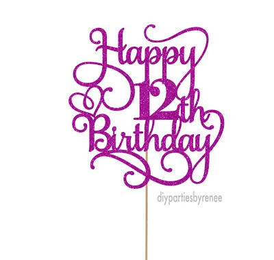 Cake Topper - Twelve - 12th - 20+ Colours - NEXT DAY POST
