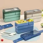 Salad Storage Container Compartment Lunch Box Portable 3 Layer Bento Set