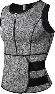 Adjustable Clavicle Posture Corrector Men Fat Burner Workout Tank Tops Compression Shapewear Shoulder Lumbar Support Belt Body Shaper Waist Trainer Vest(Gray,Medium)