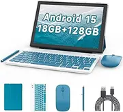 Tablet with Keyboard Android 15 Tablets 2 in 1 Tablet 18GB+128GB Supports 2TB Expansion 10 inch Tablets include Case Mouse Stylus 6000mAh Battery 2MP+8MP Dual Camera 5G-WiFi-6 Bluetooth 10.1" Tableta