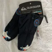 New NWT Boy's Quiksilver Indie Snowboard Ski Mittens Micro Fleece Lining Size M