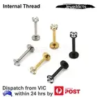 2-6pcs Lip Piercing Bar Ring Labret Internal Thread Surgical Steel 16g Zirconia