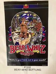 SET OF 6 - New in Wrapper 1998 BEAR WHIZ BEER Poster Advertising - Fun Bar Decor