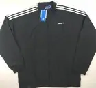 Adidas Orginals Mens Large Black Woven L/S Full Zip Track Top Jacket $75 Retro