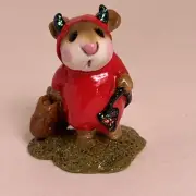 WEE FOREST FOLK M-61 (8) Little Devil, Red Suit, Green Glitter Horns & Tail,