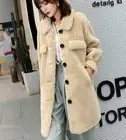 Winter Womens Fluffy Shearling LambWool Coat Lapel Parka Thicken Warm Overcoats