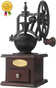 Manual Coffee Grinder Antique Cast Iron Hand Crank Coffee Mill with Grind Settin