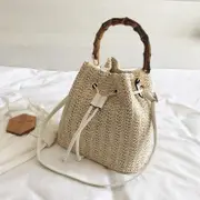 Handwoven Bamboo Bucket Bag - Shoulder / Messenger Style