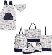 COLORFUL CANDY STYLE NT908000 Kindergarten Entrance 6-Piece Set, Lesson Bag, Shoe Case, Drawstring Bag, Gymnastics Clothes Bag, Lunch Bag, Cup Bag, Small Storage, Back Cloth Apron, 100-120, London