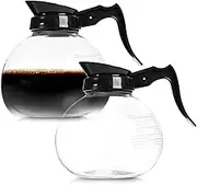 2-Pack 12-Cup Glass Coffee Pot – Replacement Coffee Decanter for Commercial Coffee Makers – 1.8L Heat-Resistant Glass Carafe with Ergonomic Handle – Compatible Coffee Machine Carafe