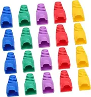 FELTECHELECTR 50pc Cable Gland Cover Chain Sleeve Protector Ethernet Cable Boot Cover Wire Tidy for Network