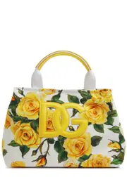 Dolce & Gabbana Kids Rose-print Logo Canvas top Handle bag - White - One ONE