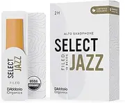 D'Addario Organic Select Jazz Filed Alto Saxophone Reeds - Sax Reeds - Individually Sealed - 2 Hard, 10 Pack