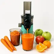 JuiceInstant Compact Juicer for Fruit and Vegetables, Cold Pressed Electric BPA Free with Strainer, Leak-Proof, Slow Juicer, Vitamin Preserved (Water)