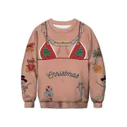 Ugly Christmas Sweater for Women and Men - Christmas Sweater Pullover Jumper Tunic Apricot 4XL