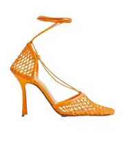 Bottega Veneta Square Toe Mesh-Panelled Sandals 37.5,39.5,36.5 Fresh orange
