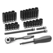 53 Pc. 1/4" Drive Std and Deep Length 6-Pt Duo-Socket Set GRE89653CRD New!