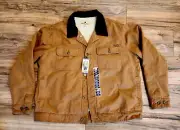 WOOLRICH Canvas Sherpa Lined Trucker Chore Work Jacket Brown NEW WITH TAGS!