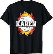 [X.Style] Karen Name Volleyball Player Girls Ball and Net Sports Fan ds1483 T-Shirt (S) Black