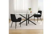 Dreamo Rectangular Glass Dining Table Black