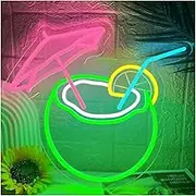 Sign Lamp Coconut Neon Sign Drink Theme LED Light For Tropical Beach Bar Beer Pub Restaurant Man Cave Club Party 35cmx30cm
