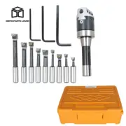 9 Pack 1/2" Carbide Boring Bar Set 2" Boring Head R8 Shank For Milling