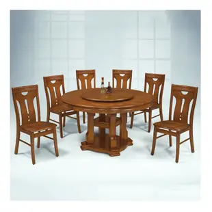 MUNA家居 3251型4.86尺實木圓餐桌(1桌8椅)(附轉盤)(附5mm強化玻璃) 147X78cm