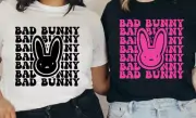 Bad Bunny Black Pink Ready to Press Heat Transfer Screen Print DTF Transfer