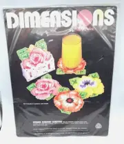 Vintage 1988 Dimensions PlasticPoint Spring Garden Coasters and Holder NEW
