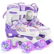 Girls Roller Skates for Kids Boys Girls, 4 Size Adjustable Light Up Roller Sk...