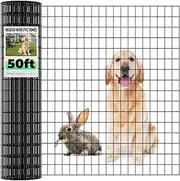 Black PVC Coated Welded Wire Fence 48 Inch x 50 Foot, 2 Inch x 3 Inch 16GA, Garden Border Fencing Roll Vinyl Coating Metal Wire Mesh for Yard Vegetable Plant Protection Poultry Netting，Jotesnew
