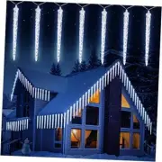 Christmas Icicle Lights Outdoor, 30 Ft Meteor Shower Lights 20 Tubes Cool White