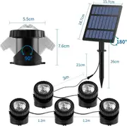 Solar Pond Lights 5 Headlamp RGB LED Spotlights Color Changing Submersible Fountain Pool Decoration