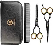 Professional Hair Scissors and Hair Thinning Scissors Set 6.5-Stainless Steel Hairdressing Barber Hair Cutting Shears for Salons, Professional and Personal Use for Men, Women and Children (Black)