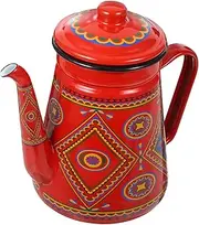 UTHCLO Enamel Coffee Kettle Vintage Tea Pot with Heat Resistant Handle for Induction and Gas Stoves for Camping Home Use Brewing Coffee Tea