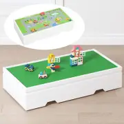 3-In-1 Construction Play Table – Compatible with Lego, Wooden Train Set, Rolling