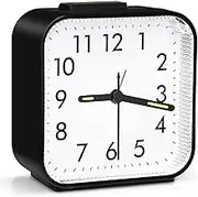 OQIMAX Silent Analog Alarm Clock, Battery Powered Bedside Alarm Clock Non Ticking with Luminous Dial Snooze Night Light Function Large Display Easy to Read for Heavy Sleepers Kids Travel Bedroom