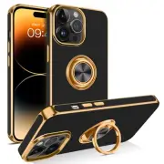 For iPhone 14 | 14 Pro | 14 Pro Max Case Shockproof Rugged Cover + Golden Ring