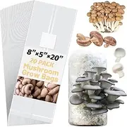 20PCS Mushroom Spawn Bags, Large Extra Thick 6 Mil Mushroom Growing Bags, 20 x 50cm Sealable Mushroom Substrate Bags for Mushroom Cultivation, Sawdust Fruiting Blocksgs