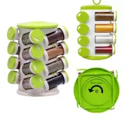 16 Bottles Jar Rotating Kitchen Spices Herbs Seasoning Rack Holder Organizer New