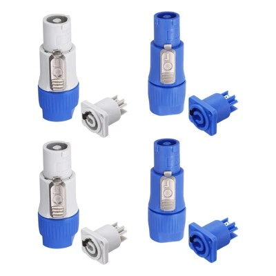 4pcs 3 Pin AC Speaker Connectors, XLR Male Plug to Female Connector, Blue,White