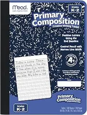 Mead Primary Composition Notebook, Wide Ruled Paper, Grades K-2 Writing Workbook, 9-3/4" x 7-1/2", 100 Sheets, Blue Marble (09902)