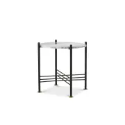 United Strangers Daddy O Round End Lamp Side Table - Italian Grey Marble