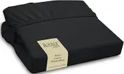 Royale Linens Fitted Sheet Queen - Brushed Hotel Quality 1800 Ultra-Soft Wrinkle & Fade Resistant - Bottom Sheet - Deep Pocket Stretches Up to 16" - Fitted Sheet Only - Elastic Sheet (Queen, Black)