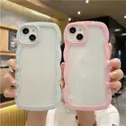 Cute Wavy Frame Case For iPhone 16 15 Pro Max 14 13 12 11 Shockproof Clear Cover