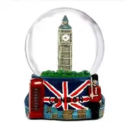 London Snow Globe with Big Ben and Union Jack Flag, 3.5 inch (65mm) London Snow Globe